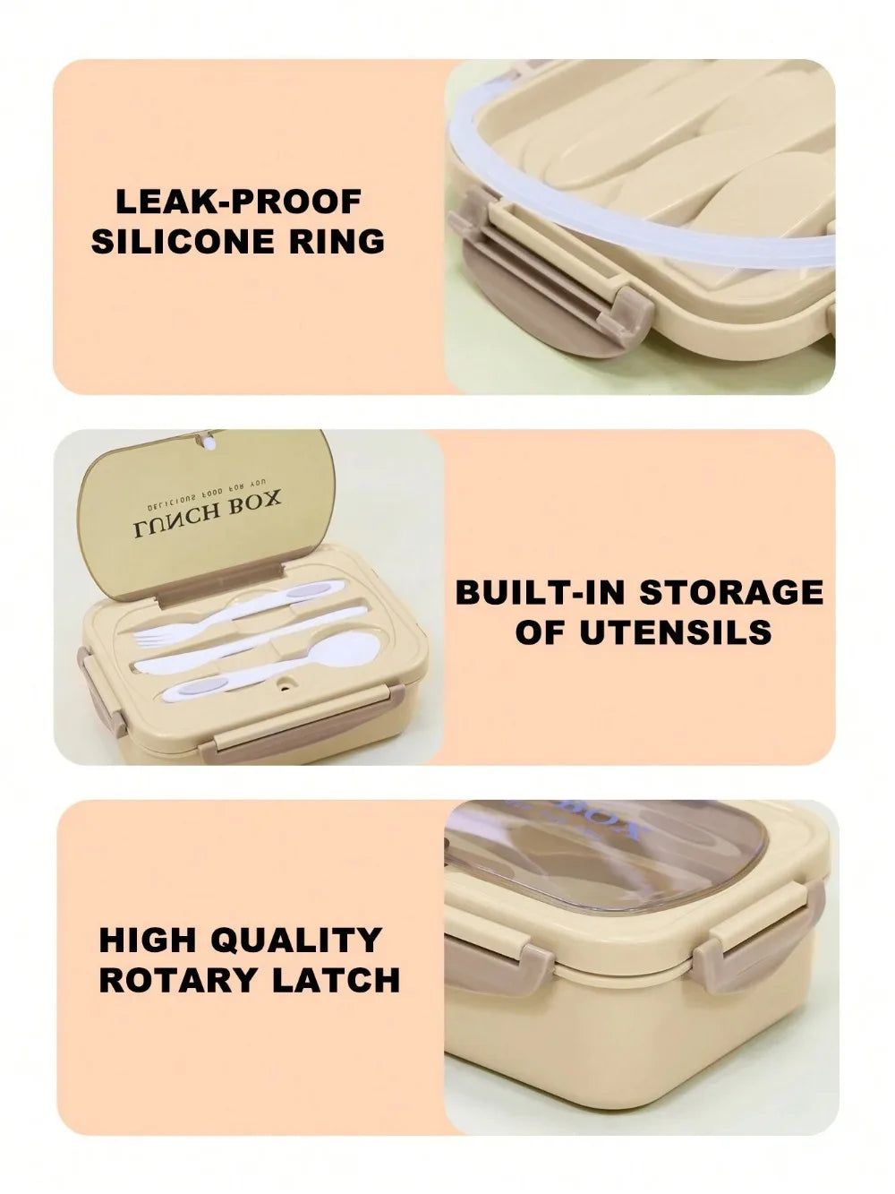 MealMate | Bento Lunch Box with Utensils | 4 Compartments & Leak-Proof Design | Meowbutter