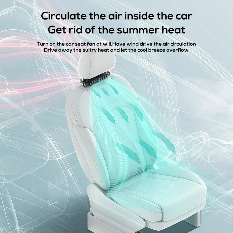 Car Seat Headrest Cooling Fan - 5V USB - 3 Speed - White & Black | meowbutter