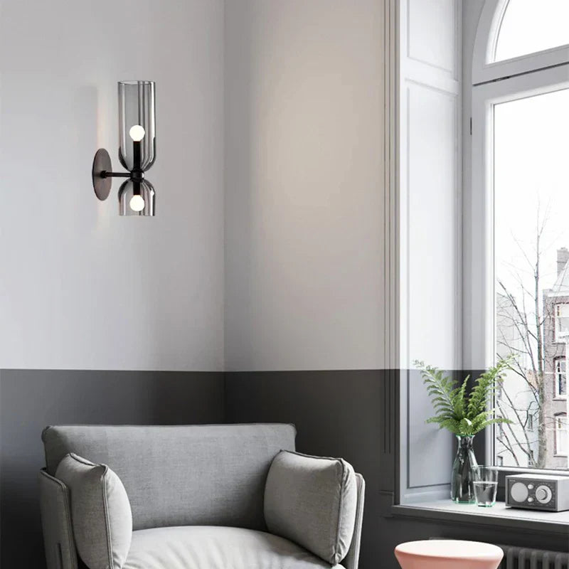 Lampada da parete in vetro nordico | Design a tubo fumé | Meowbutter