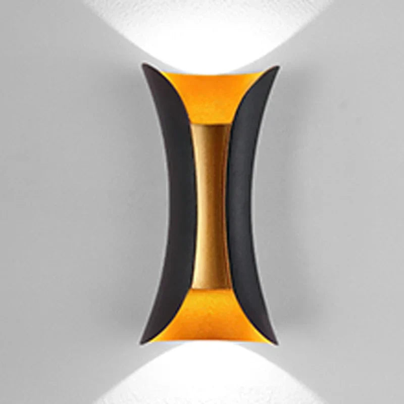 Modern Black & Gold Wall Light | Waterproof LED Up & Down Lamp | Meowbutter