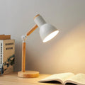 Nordic Rubberwood Desk Lamp — Adjustable Head, Colorful Shade