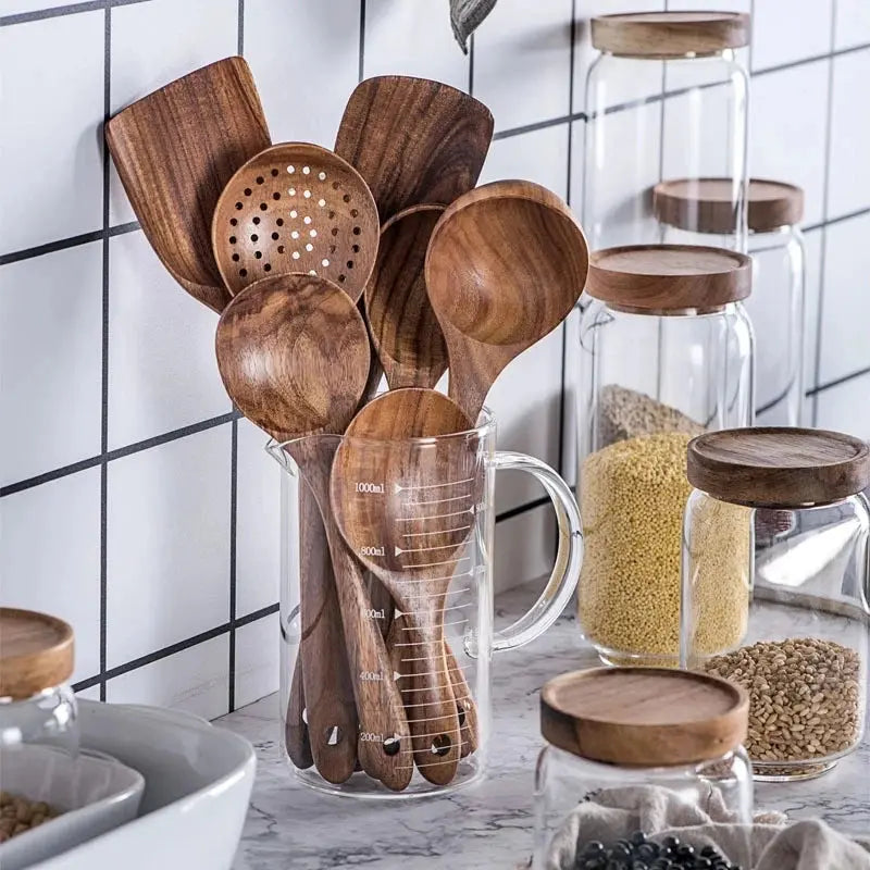 6 Piece Utensil Set For Kitchen Wooden Tools