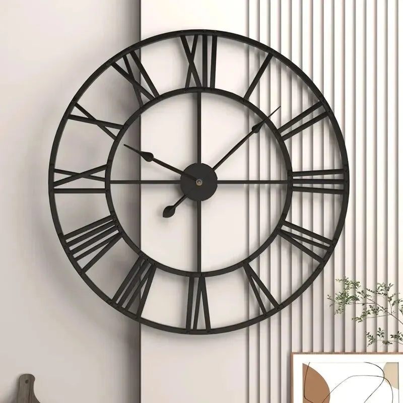 Orologio da parete moderno in metallo 3D | Grande design con numeri romani | Meowbutter