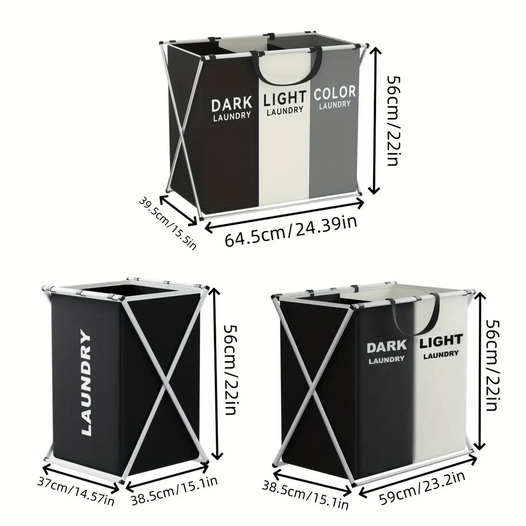 Organizator de rufe TriSort cu mai multe compartimente — cadru pliabil din aluminiu