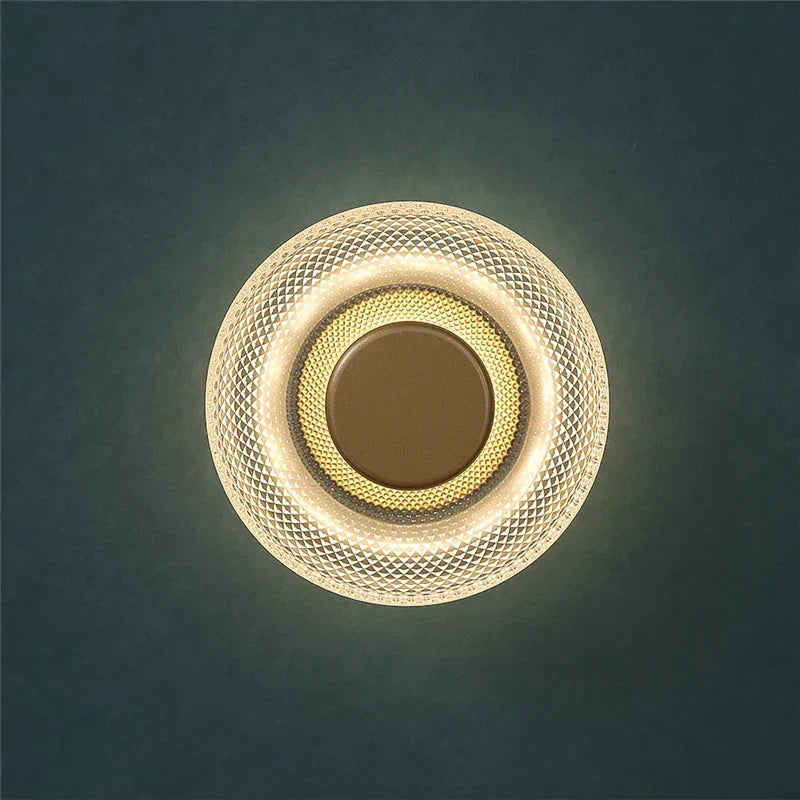 Lámpara de pared LED de vidrio coloreado — iluminación con disco circular texturizado