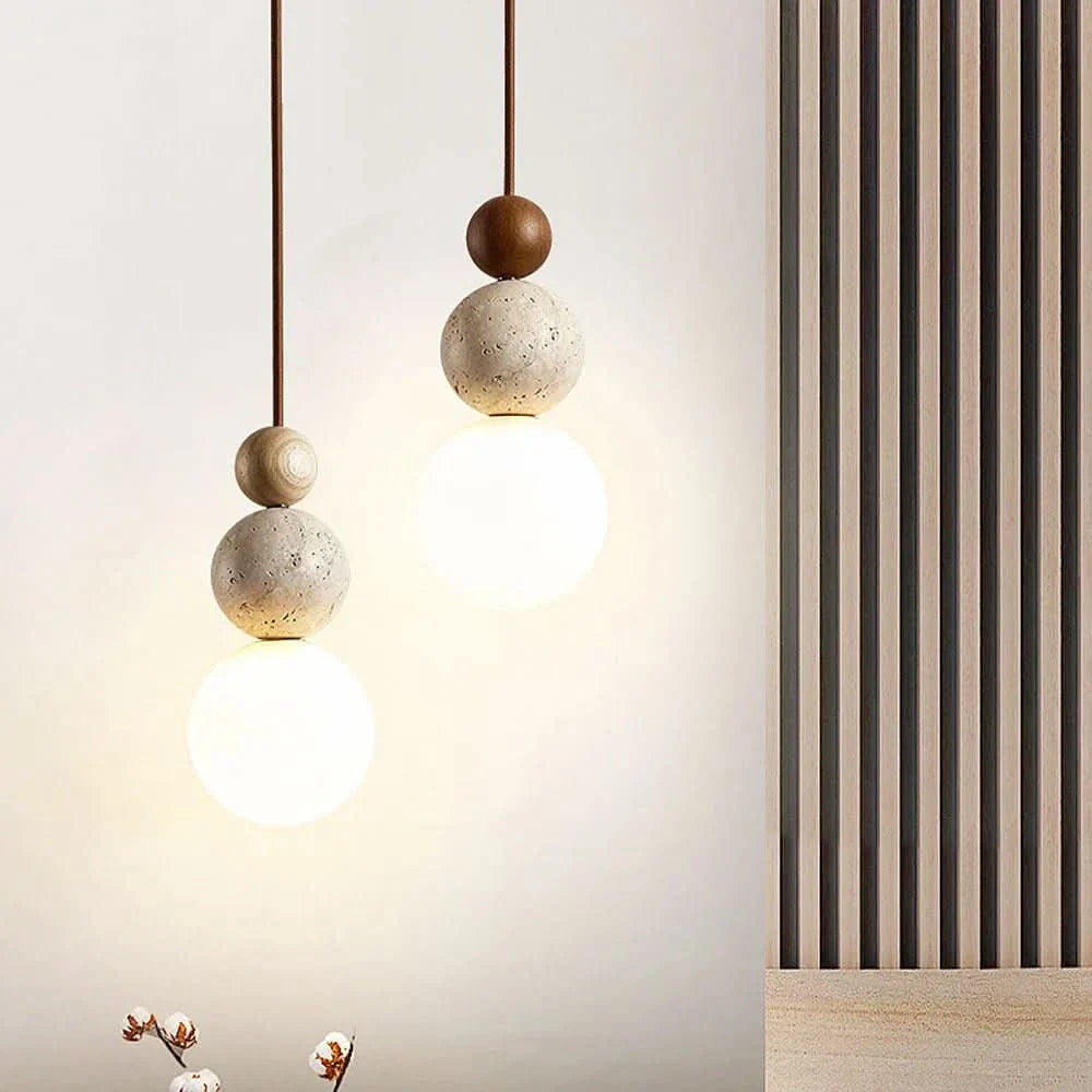Luminária Pendente Abóbora em Travertino Amarelo | meowbutter