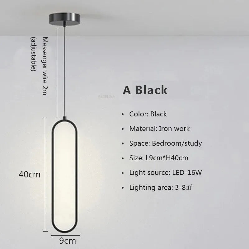 Moderne minimalistisk LED-pendel | Guld og sort hængelampe til soveværelse, spisestue og stuer | Meowbutter