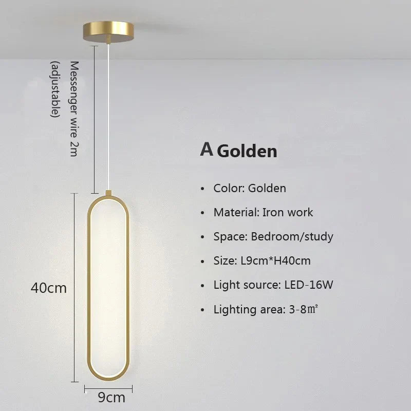 Moderne minimalistisk LED-pendel | Guld og sort hængelampe til soveværelse, spisestue og stuer | Meowbutter