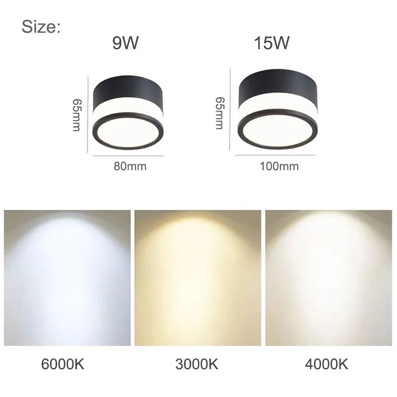 Luz de Teto LED de Superfície Nordic | 9W / 15W | Meowbutter