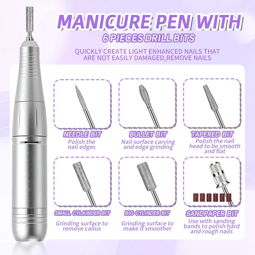 Nail Drill Machine - 45000RPM Low Noise Motor - Rechargeable Manicure Sander | meowbutter