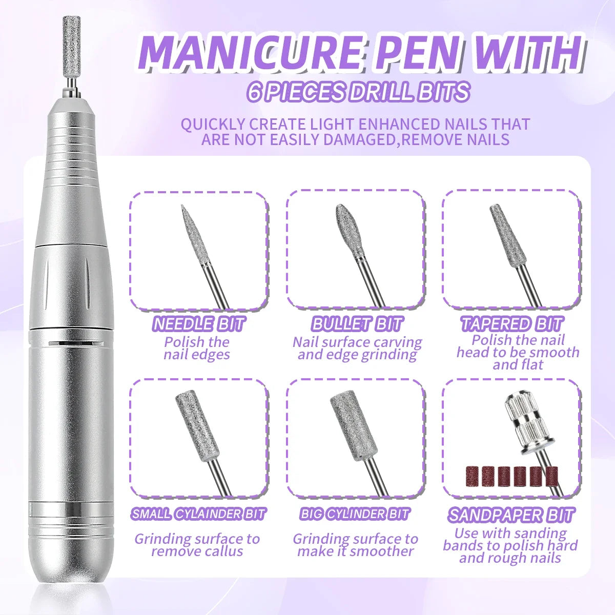 Nail Drill Machine - 45000RPM Low Noise Motor - Rechargeable Manicure Sander | meowbutter