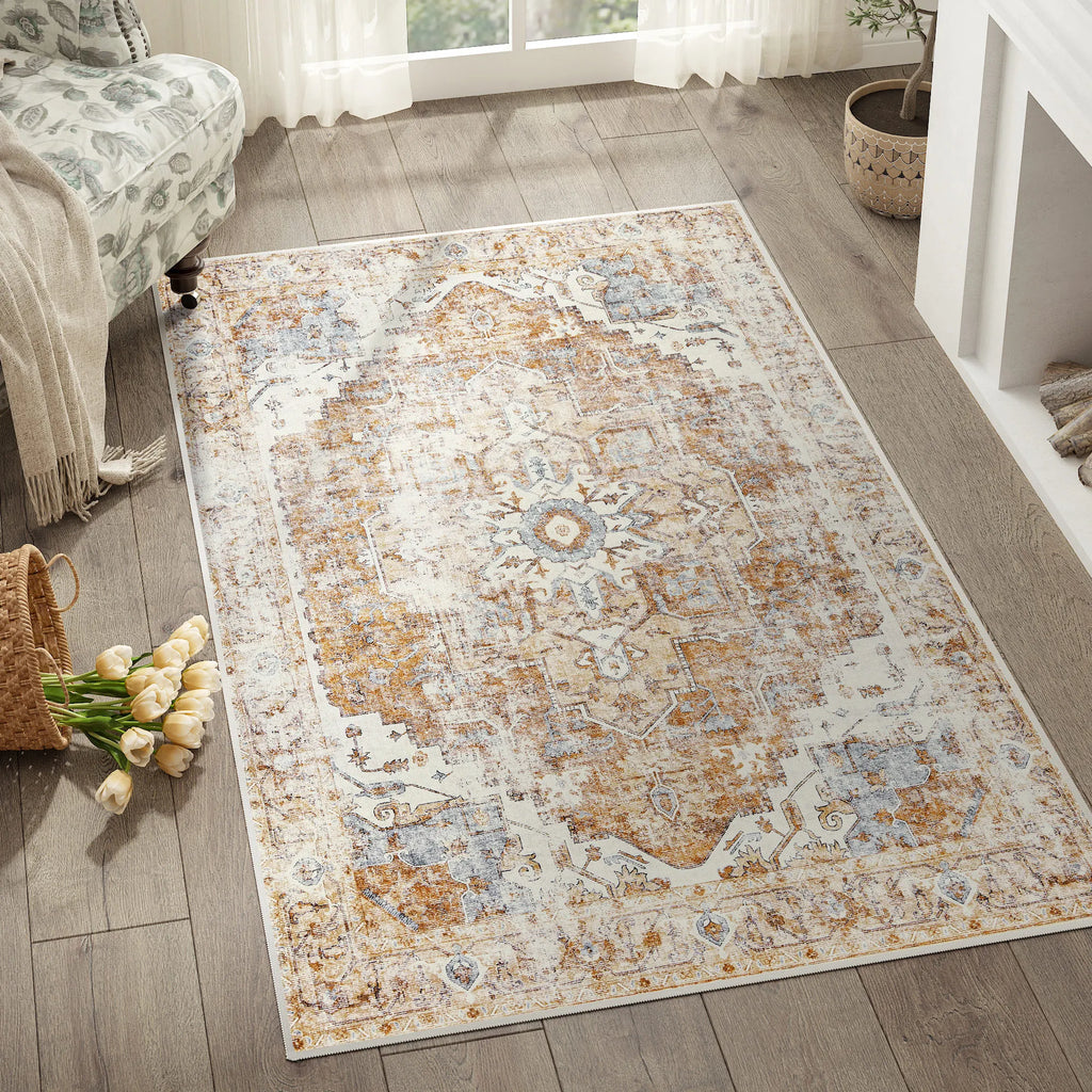 Heritage Medaillon Teppich | Faltbarer, rutschfester Teppich im orientalischen Stil | Meowbutter