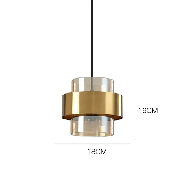 Nordic Glass Pendant Light | Modern Brass Cylinder Design | Meowbutter