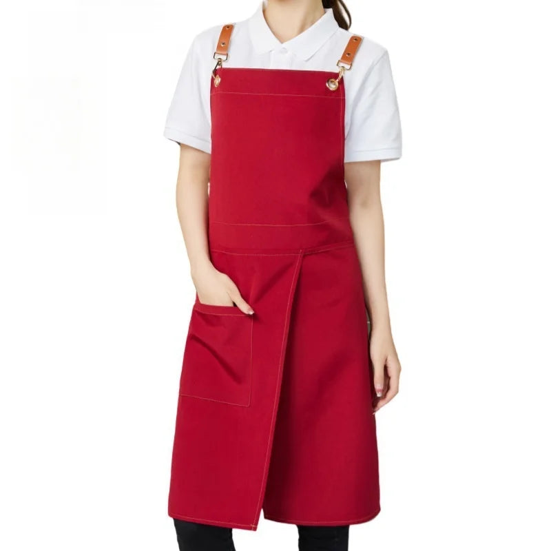 WorkEase Heavy-Duty Waterproof Canvas Apron — Split Skirt Pockets
