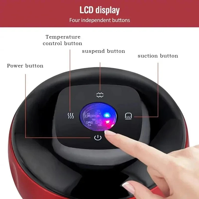 Electric Vacuum Cupping Device - Body Scraping Massager - Heating Suction Cup - 12 Speeds - Red | meowbutter