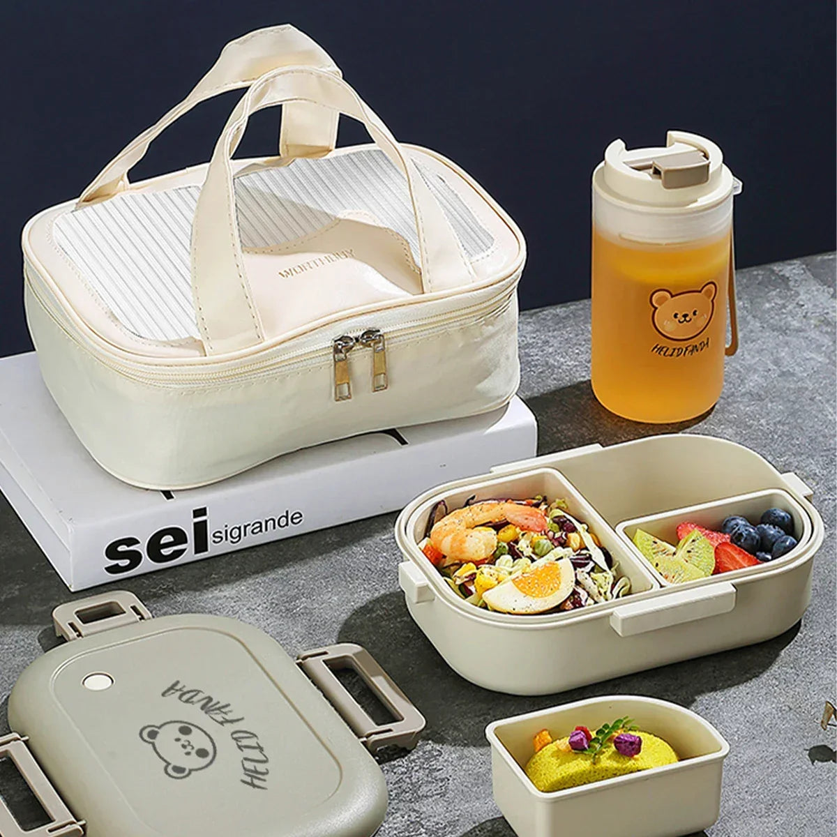 FreshMate Bento-låda med tre fack och läckagesäkert lock — 800ml