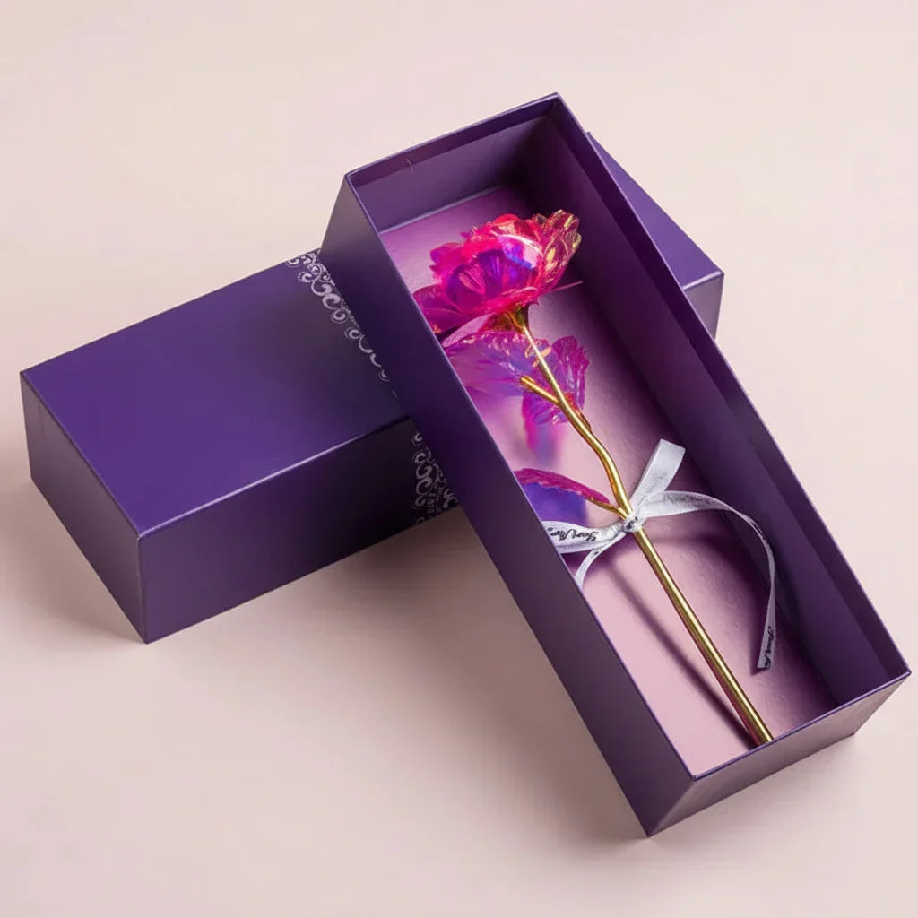 Gaveæske med kunstig rose — vedligeholdelsesfri blomsterdekoration