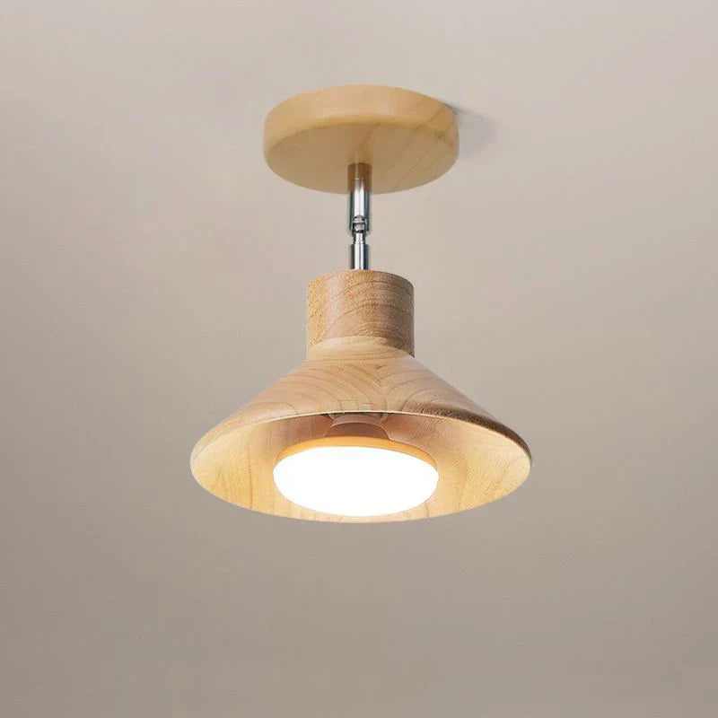 NordicWood Ceiling Lamp | Natural Timber Cone Design | Meowbutter