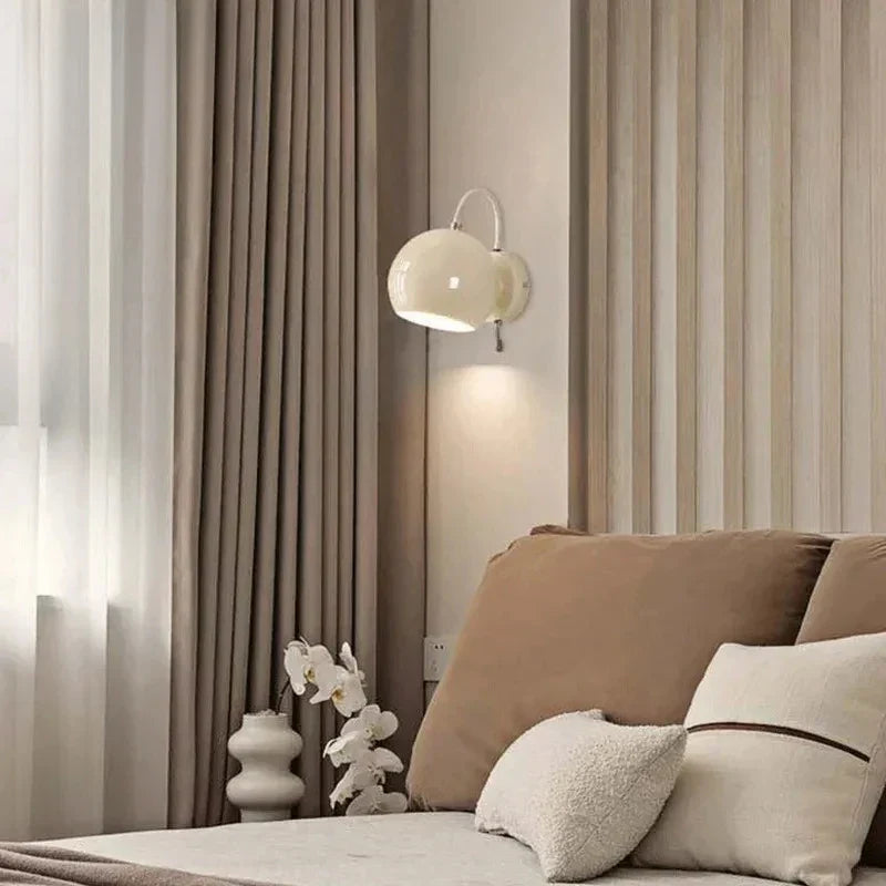 Nordic Cream Wall Lamp | Adjustable Dome Light | Meowbutter
