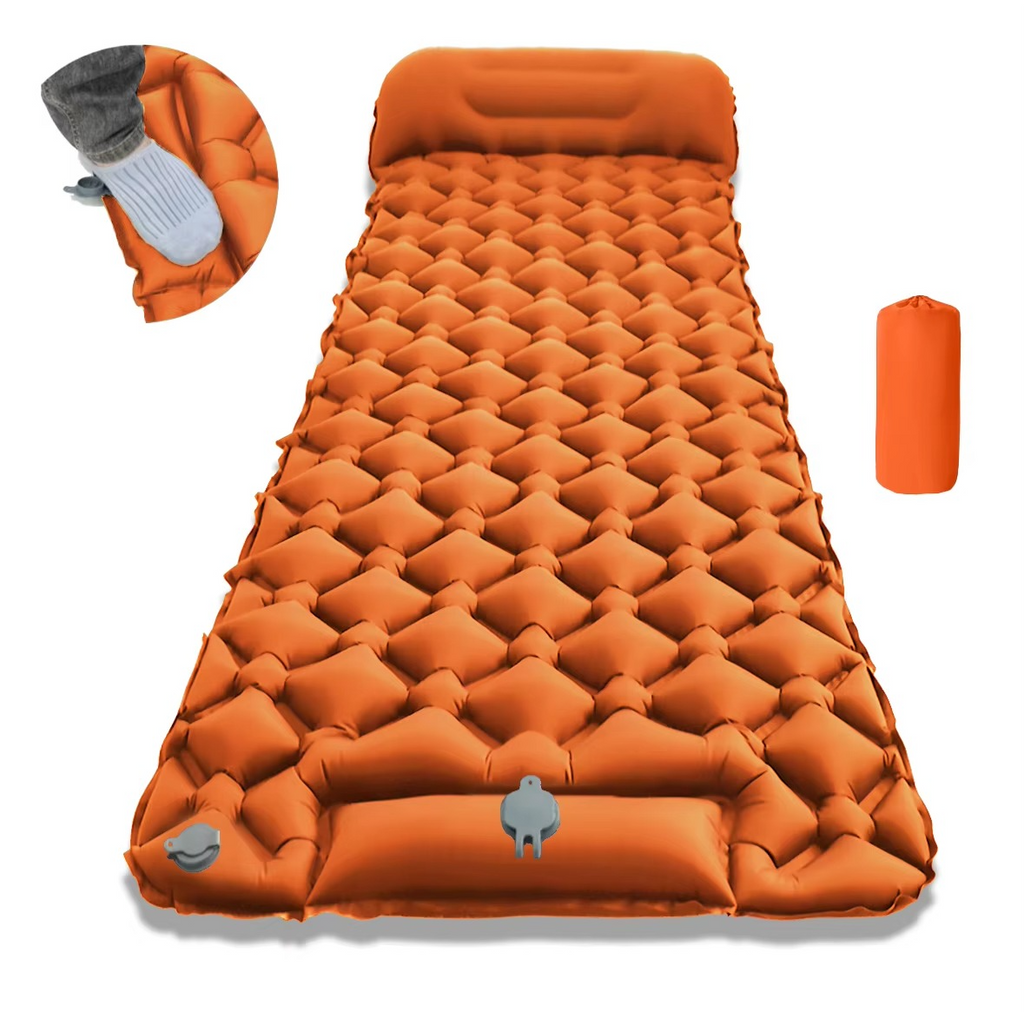 Oppustelig campingmadras - Integreret pude - Pumpe inkluderet - 5 farver | meowbutter