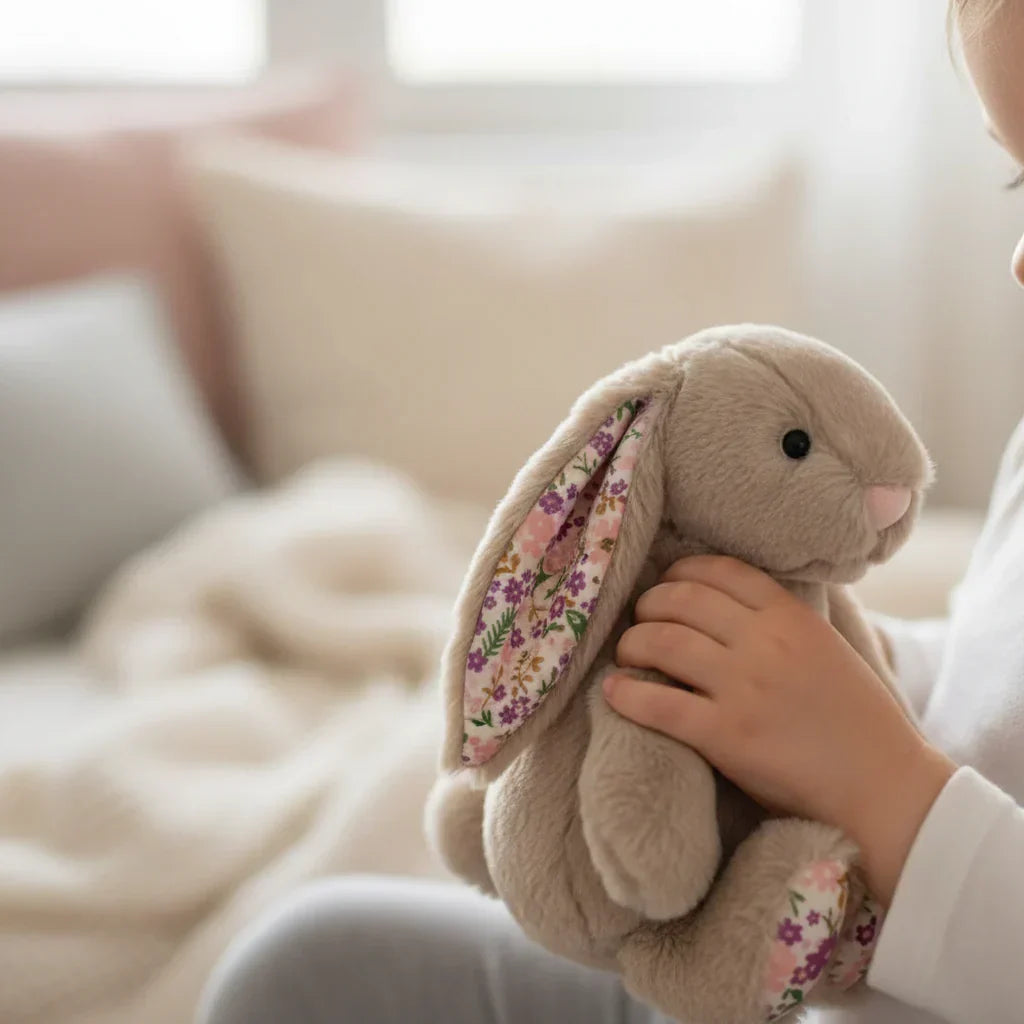 Miękka pluszowa maskotka króliczki Bunnycat 25 cm — kompaktowa konstrukcja z futerkiem