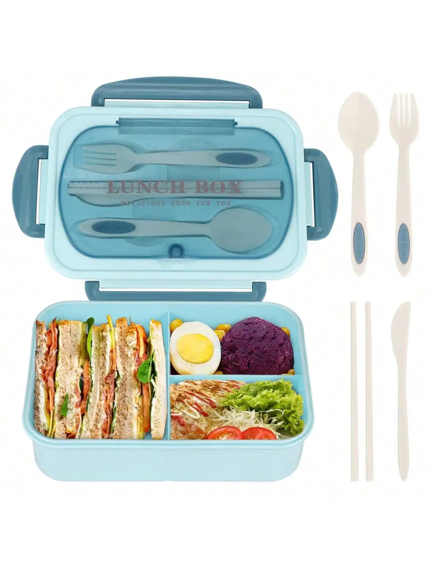 MealMate | Bento Lunch Box with Utensils | 4 Compartments & Leak-Proof Design | Meowbutter