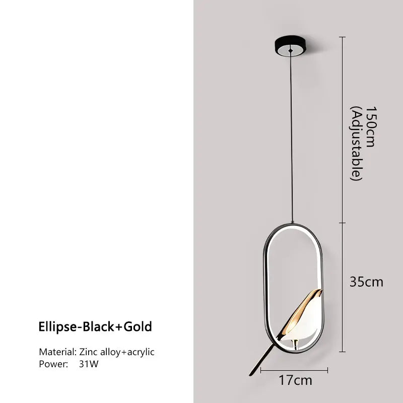 Magpie Pendant Light | Nordic LED Bird Design | Meowbutter