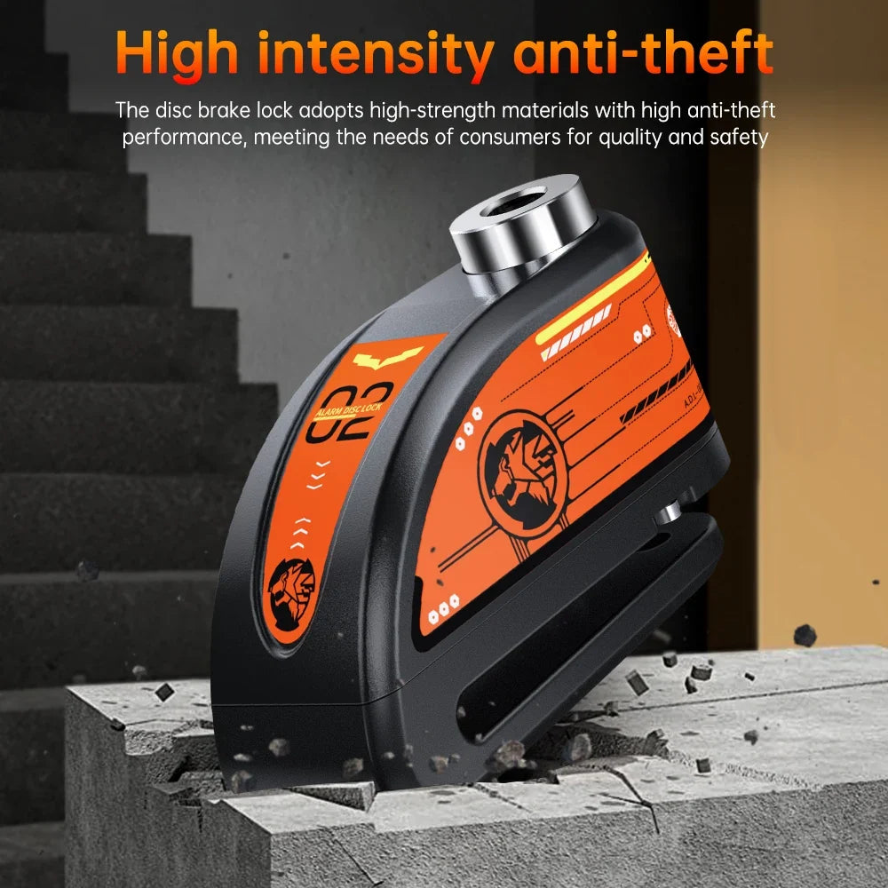 Disc Brake Lock - 120dB Motion Alarm - Hardened Steel - Motorcycle & Scooter Wheels - Reminder Cable | meowbutter