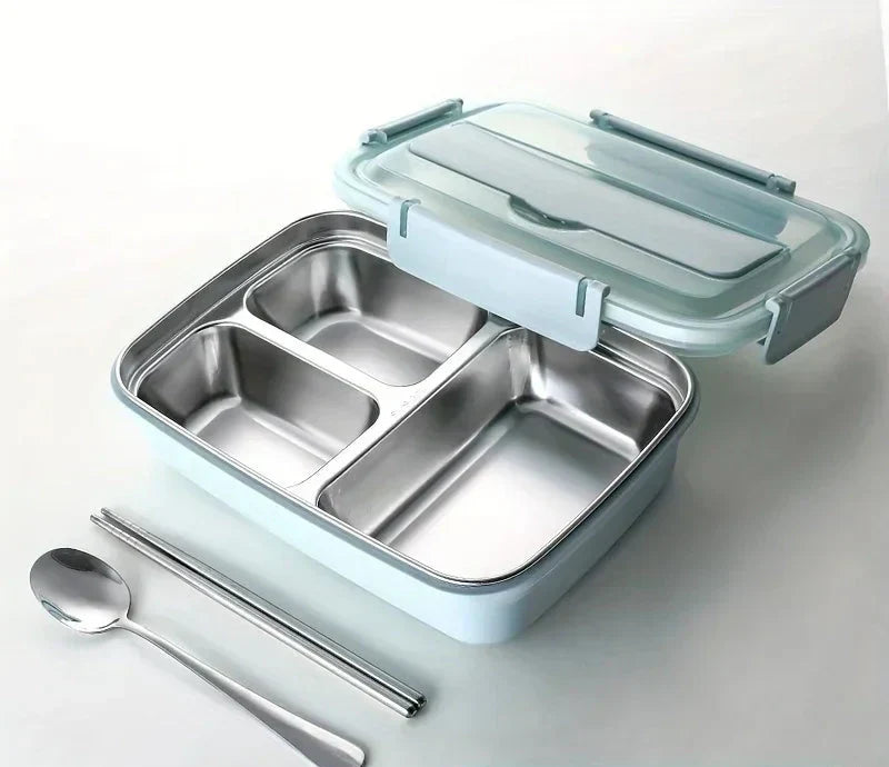 BentoBox Leakproof Stainless Steel Lunch Box — Three Compartments
