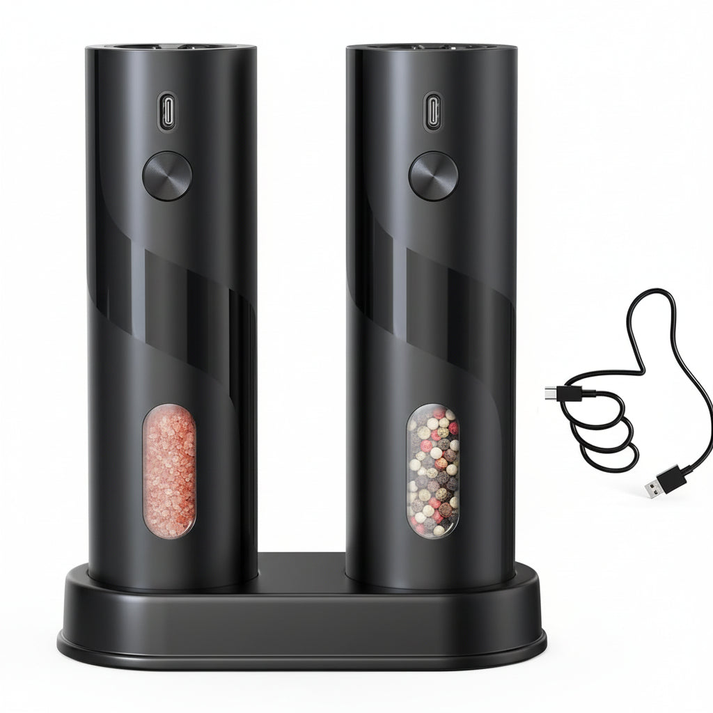 Elektrický set mlýnku na sůl a pepř s nabíjecí základnou USB ProMax | Meowbutter