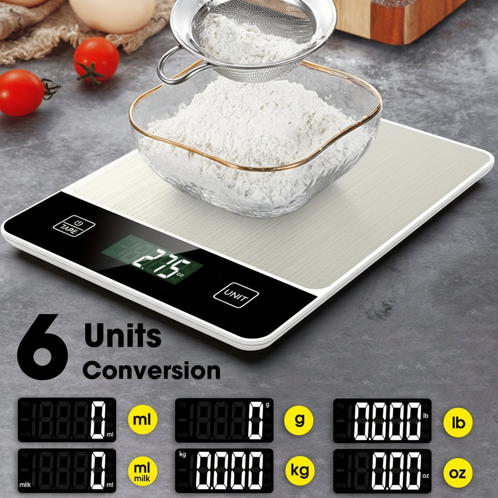 Digital Kitchen Scale — Stainless Steel Platform, 22 lb Capacity