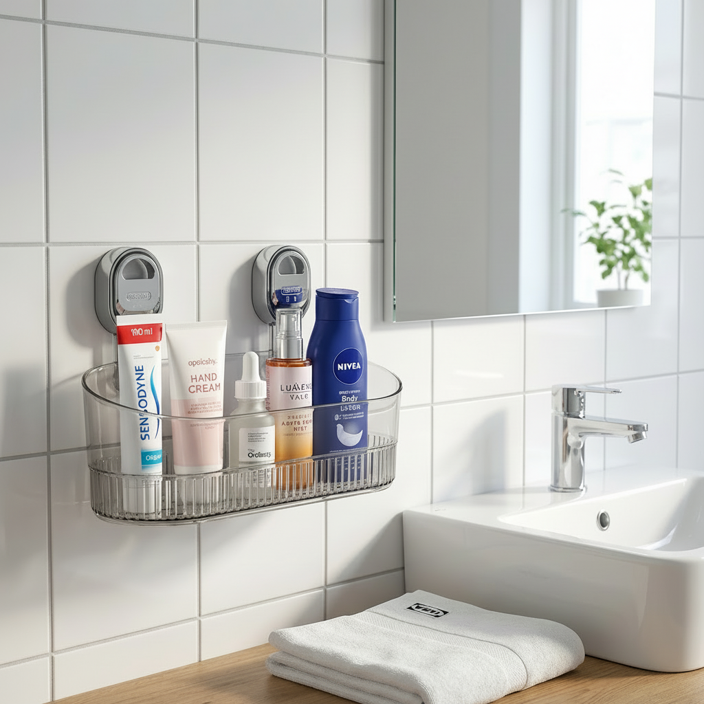 Mensola da parete adesiva senza fori per cucina e bagno, organizer per riporre | Meowbutter