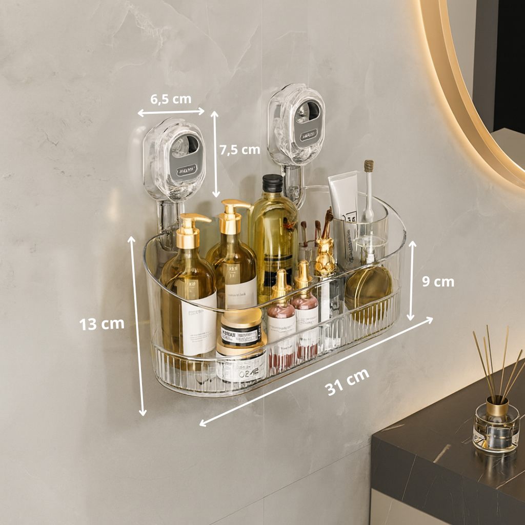 Mensola da parete adesiva senza fori per cucina e bagno, organizer per riporre | Meowbutter