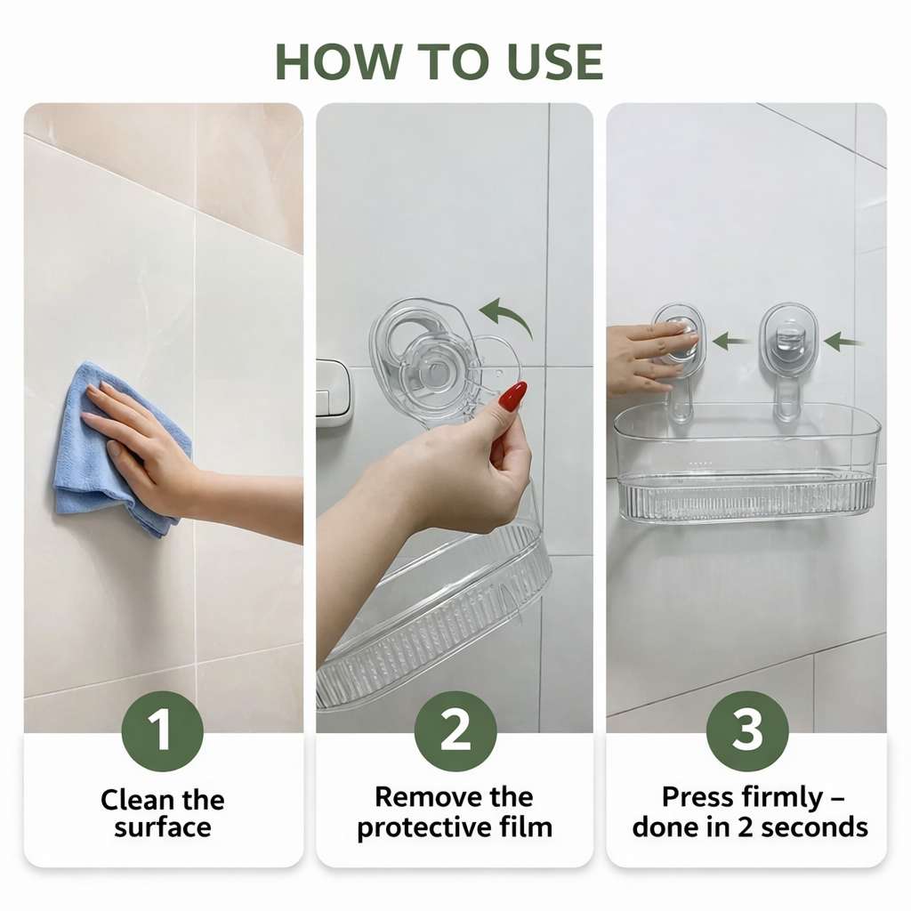 Mensola da parete adesiva senza fori per cucina e bagno, organizer per riporre | Meowbutter