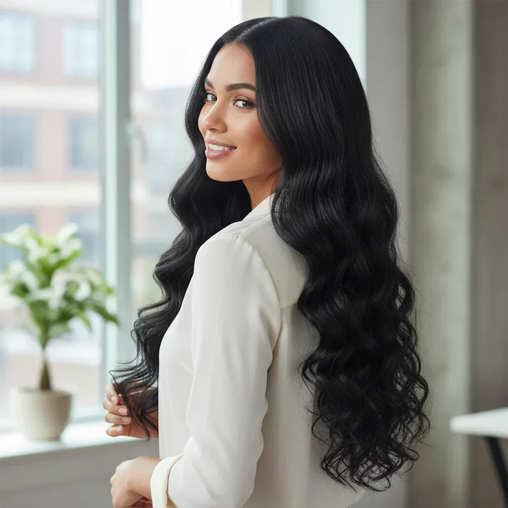 Remy Hair Extensions — Long Wavy Clip-In Texture, Even Weight Distribution