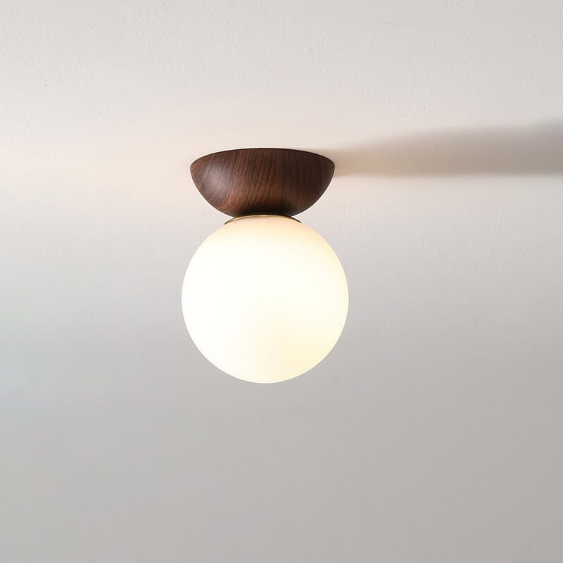 Japanese Style Ceiling Light | Minimal Wood & Glass Design | Meowbutter