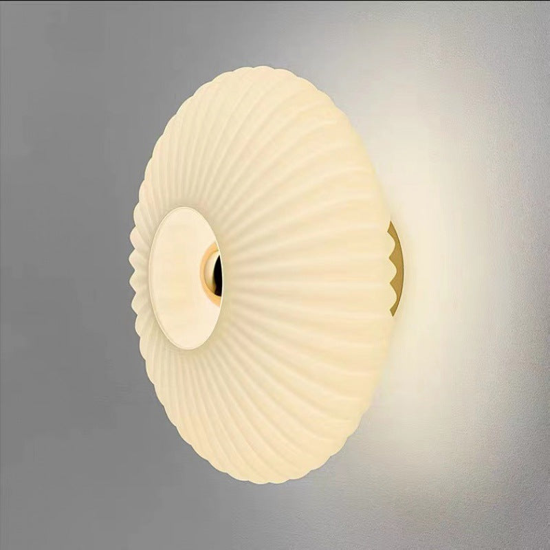 Nordic Vintage Glass Wall Sconce | Striped Round Disc Light | Meowbutter