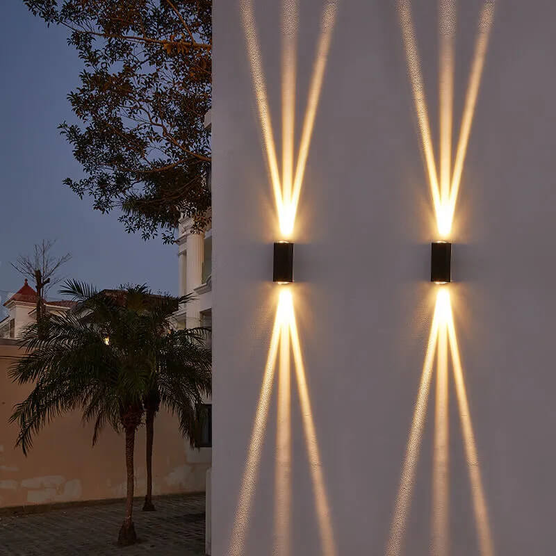 Rechteckige wasserdichte LED-Wandleuchte – schwarze Außenleuchte aus massivem Aluminium