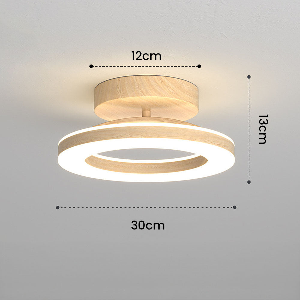 Okrągła lampa sufitowa LED — przezroczysty akrylowy dyfuzor, żelazna rama, smukły profil