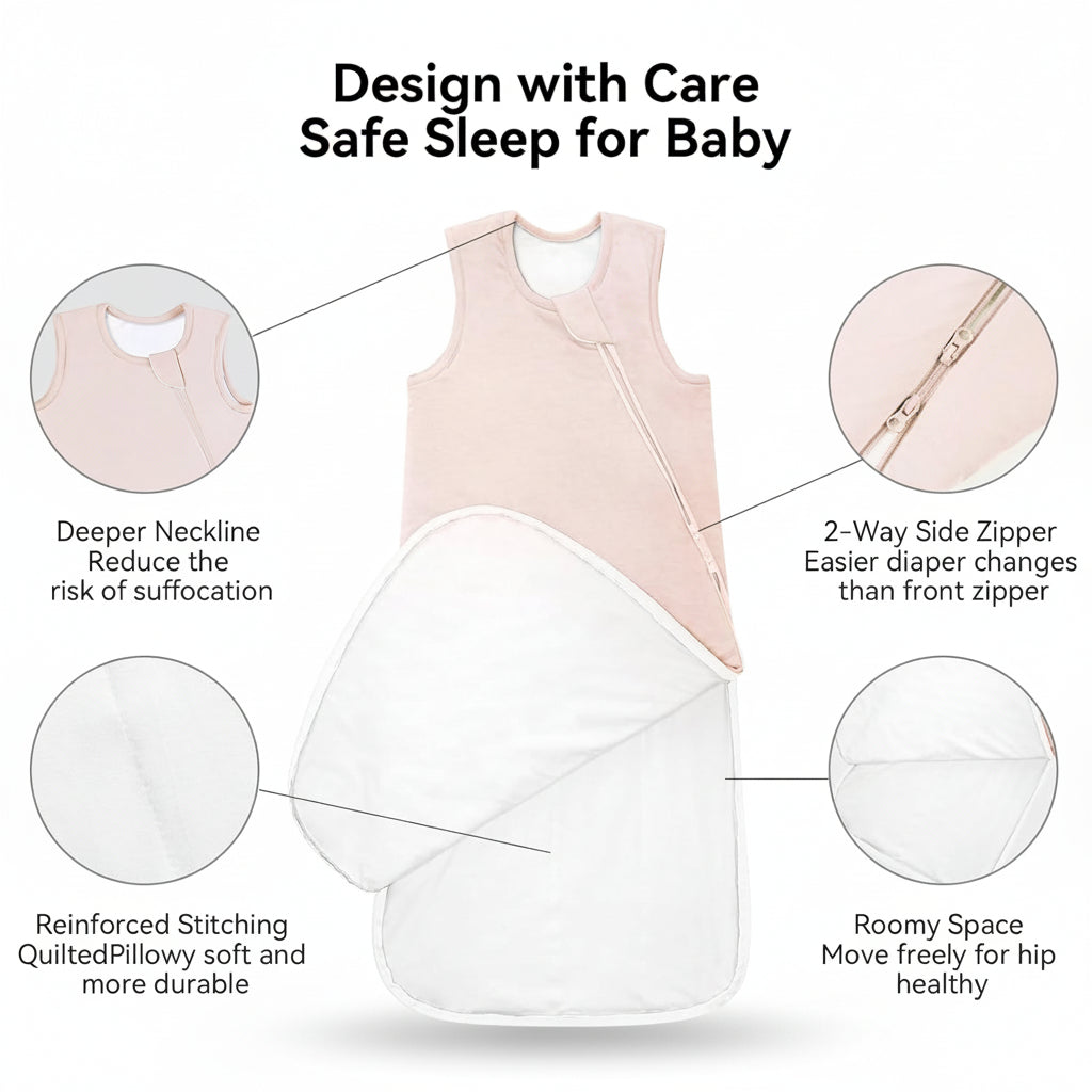 Saco-cama leve de bambu para bebé — manta vestível respirável com mistura elástica