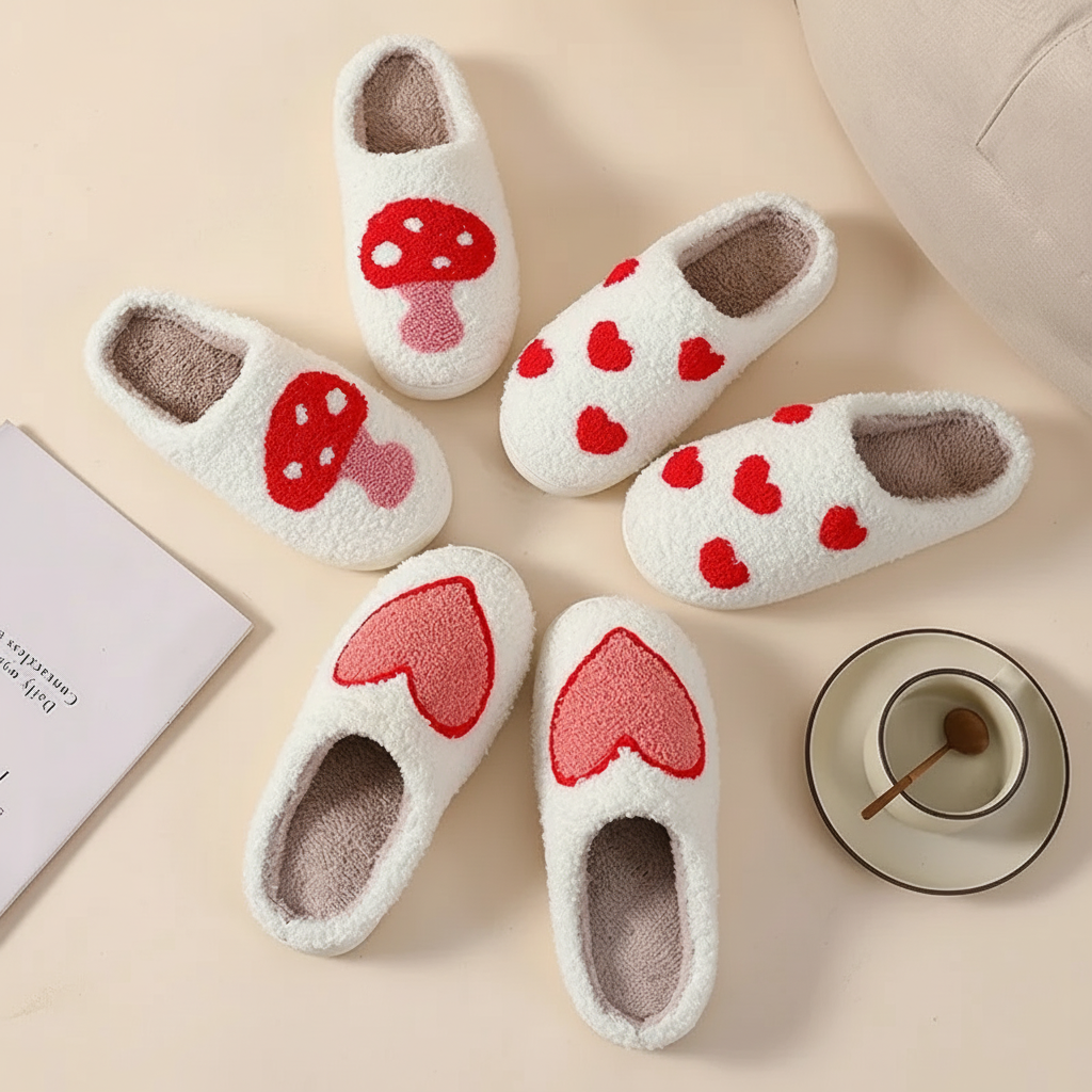 Damskor med memory foam — hjärttryck, mysig komfort