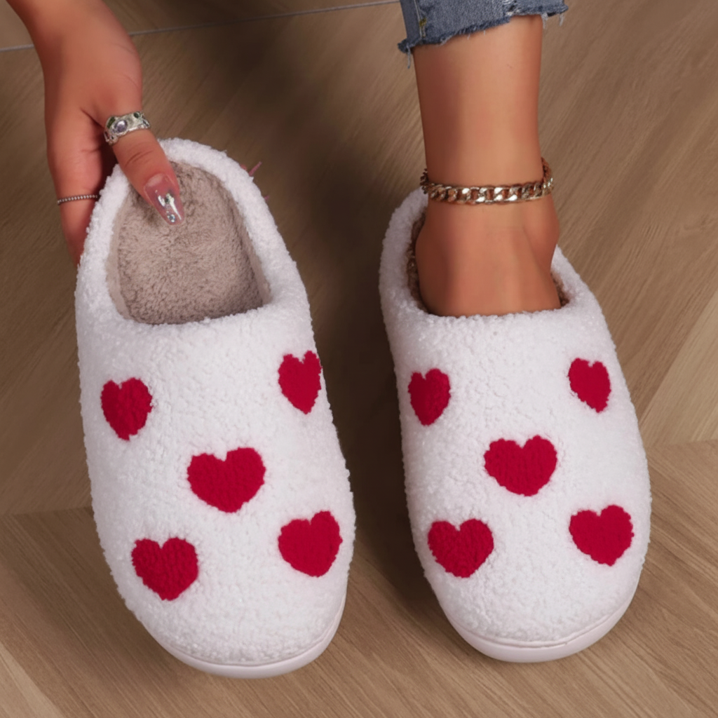 Damskor med memory foam — hjärttryck, mysig komfort