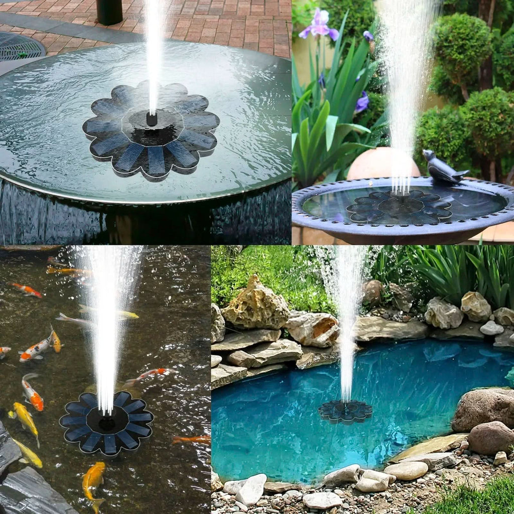 Fontana d’acqua solare con 5 ugelli intercambiabili per effetti personalizzabili | meowbutter