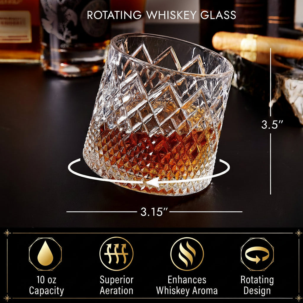 Whiskyglas roterende krystal tumbler aroma forbedring | Meowbutter