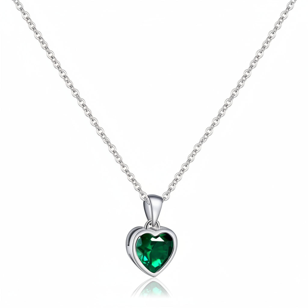 Silver Tone Alloy Heart Pendant Necklace 0.02kg Sapphire Natural Stone