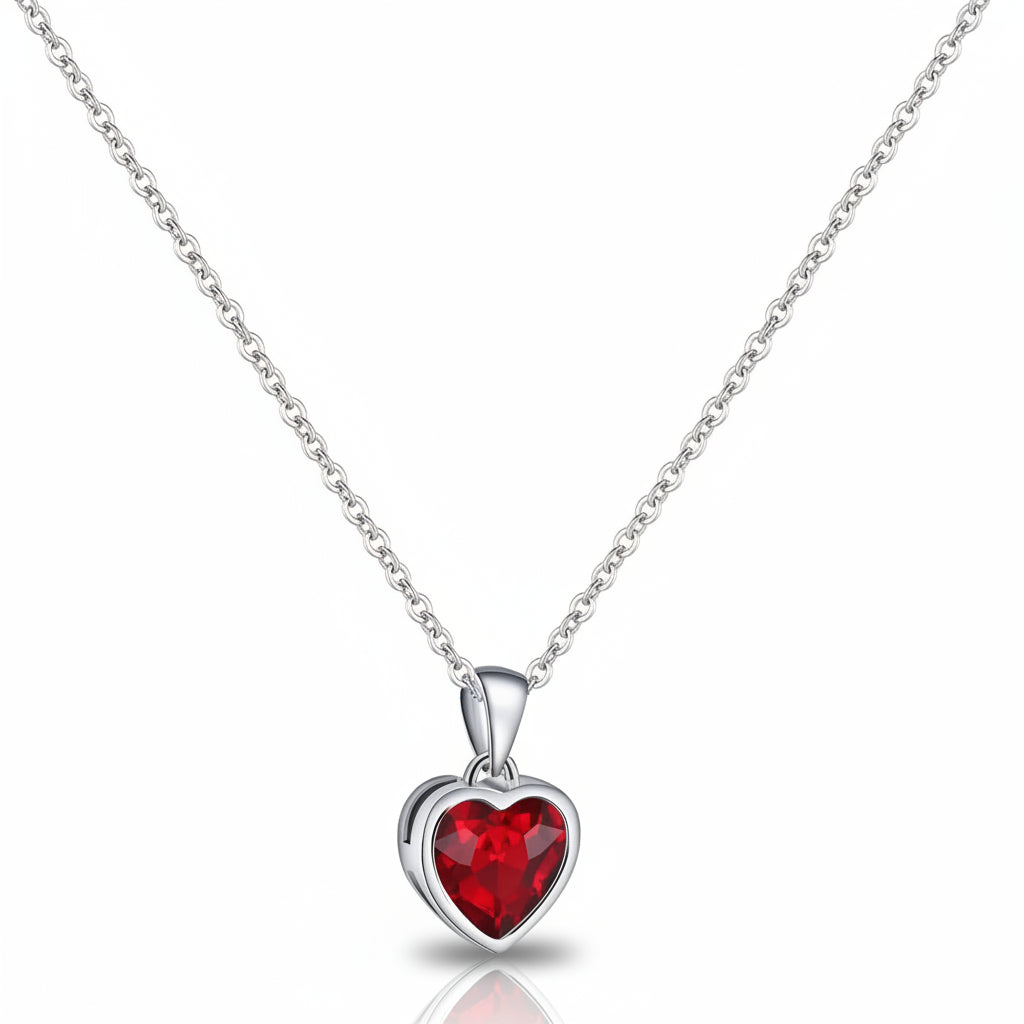 Silver Tone Alloy Heart Pendant Necklace 0.02kg Sapphire Natural Stone
