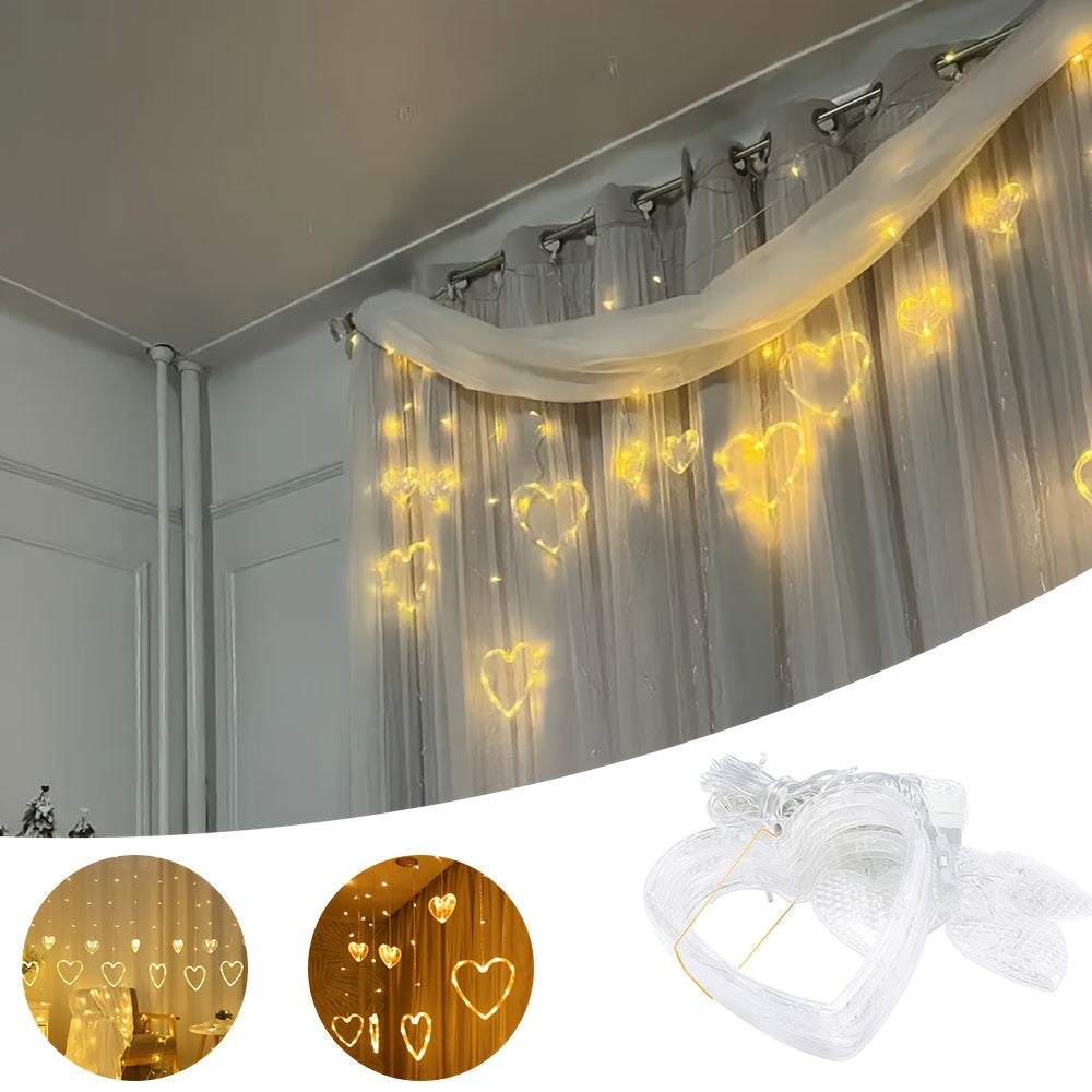 Heart Shaped LED String Lights — Battery Operated, Warm LED Glow