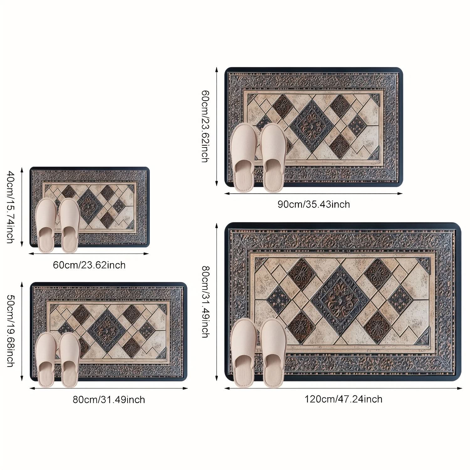 Machine Washable Geometric Border Entryway Mat for High-Traffic Areas | meowbutter