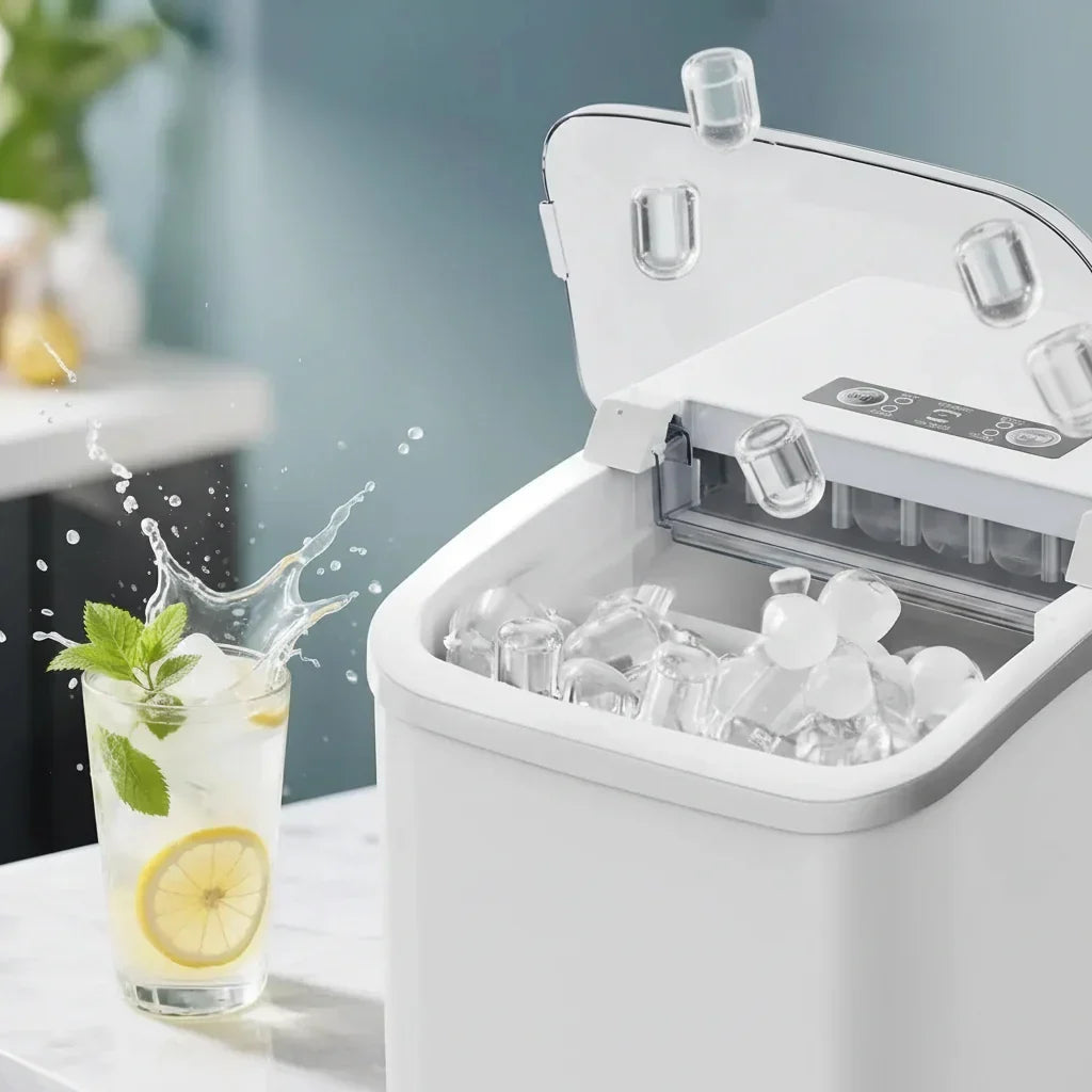 Máquina de gelo portátil de bancada — Unidade de congelação compacta e aerodinâmica