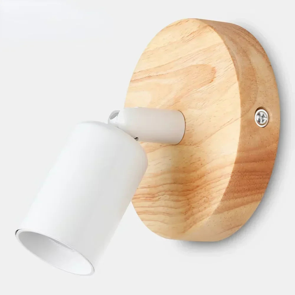 Justerbar vintage-vegglampe — trebrakett og metallskjerm